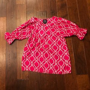 Pink and White Blouse